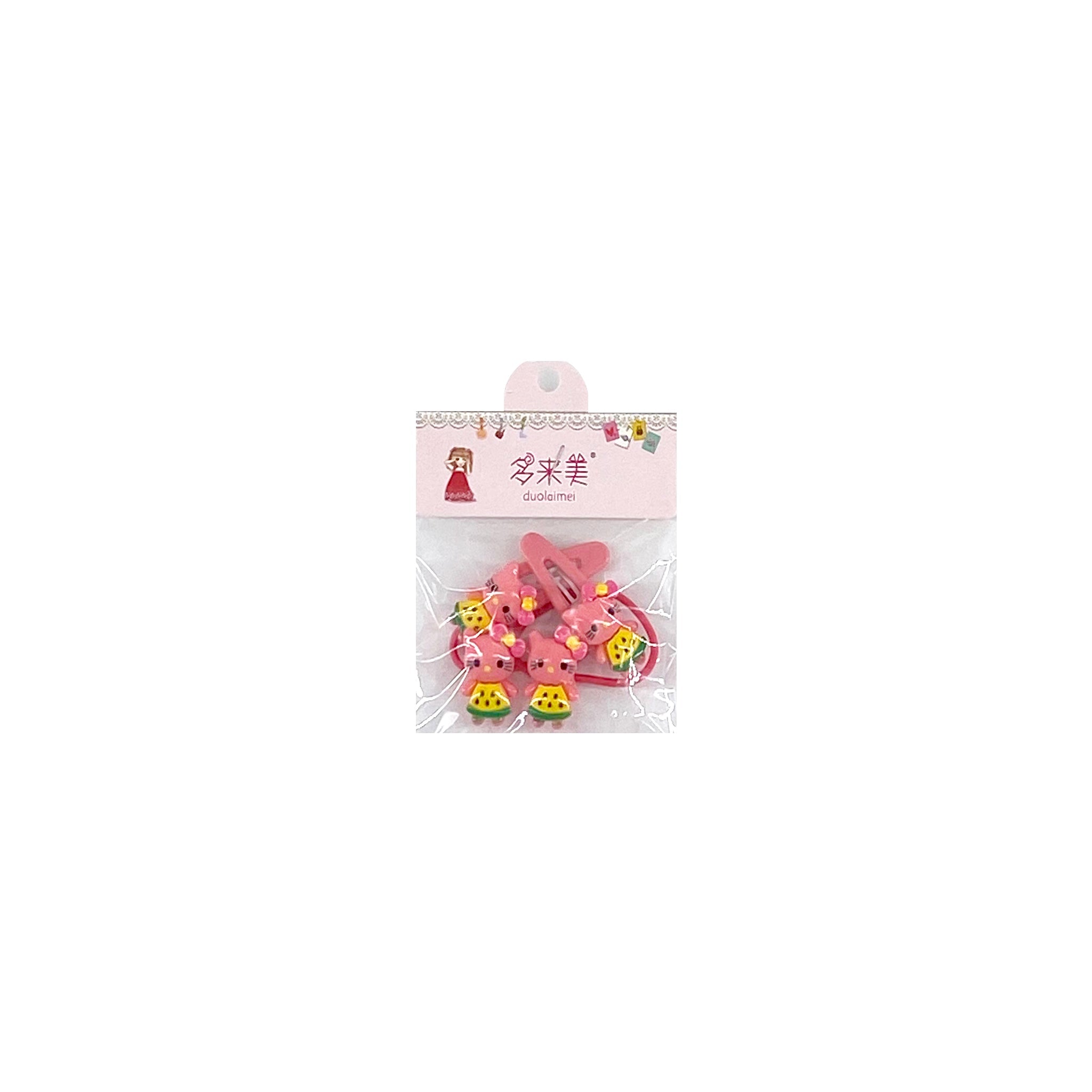 Set 2 clame si 2 elastice fete roz pal Kitty Melon