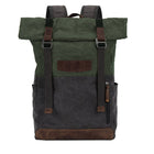 Rucsac voiaj barbati piele naturala si material textil verde Flint