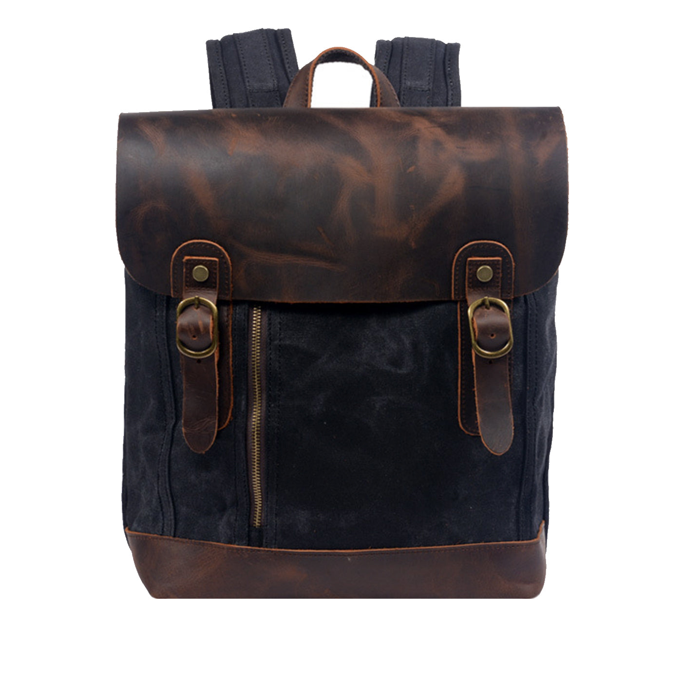 Rucsac barbati piele naturala si material textil negro Iskander