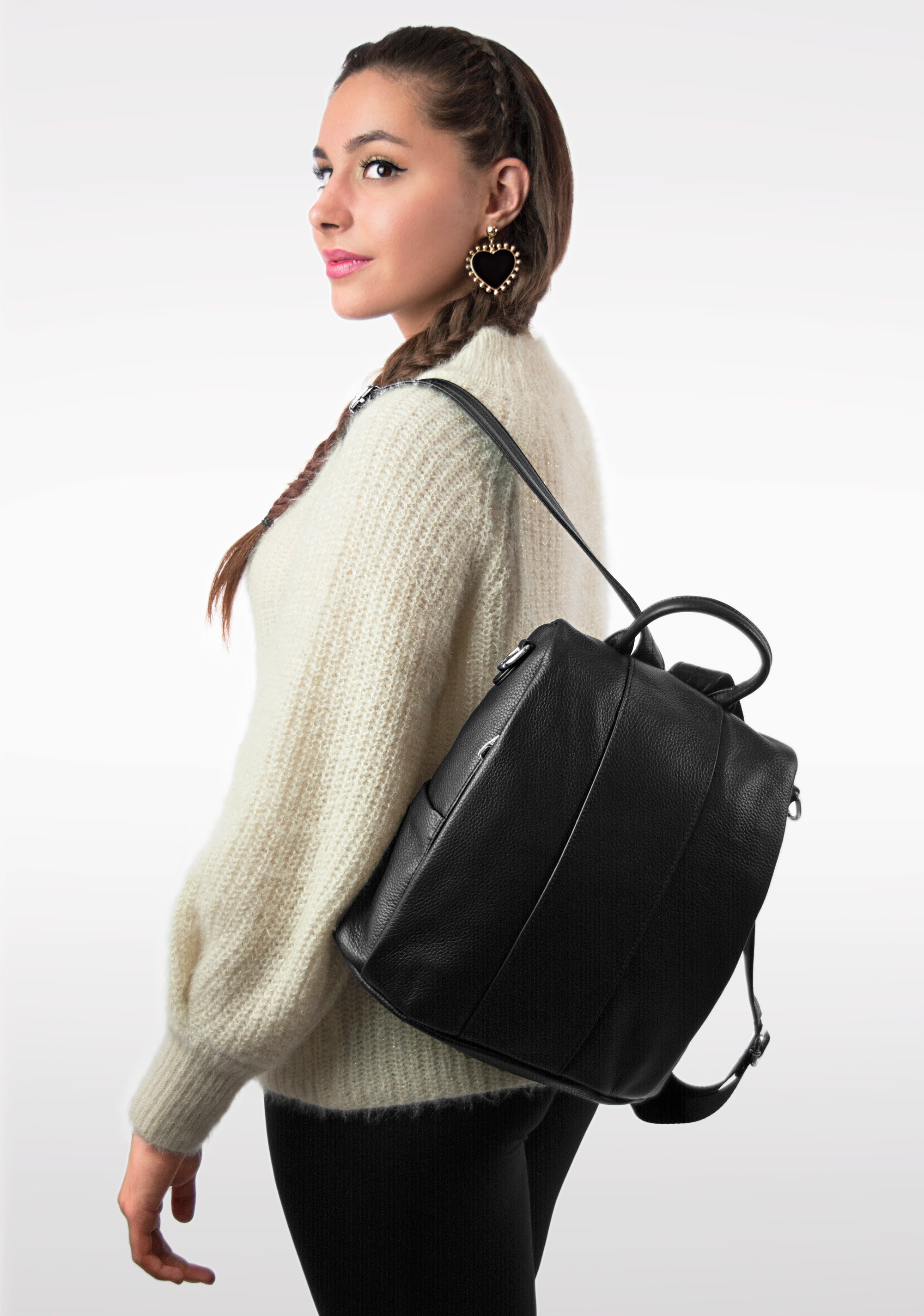 Rucsac dama piele naturala negro Izabella