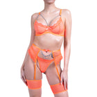 Set de lenjerie intima dama portocaliu neon Lara