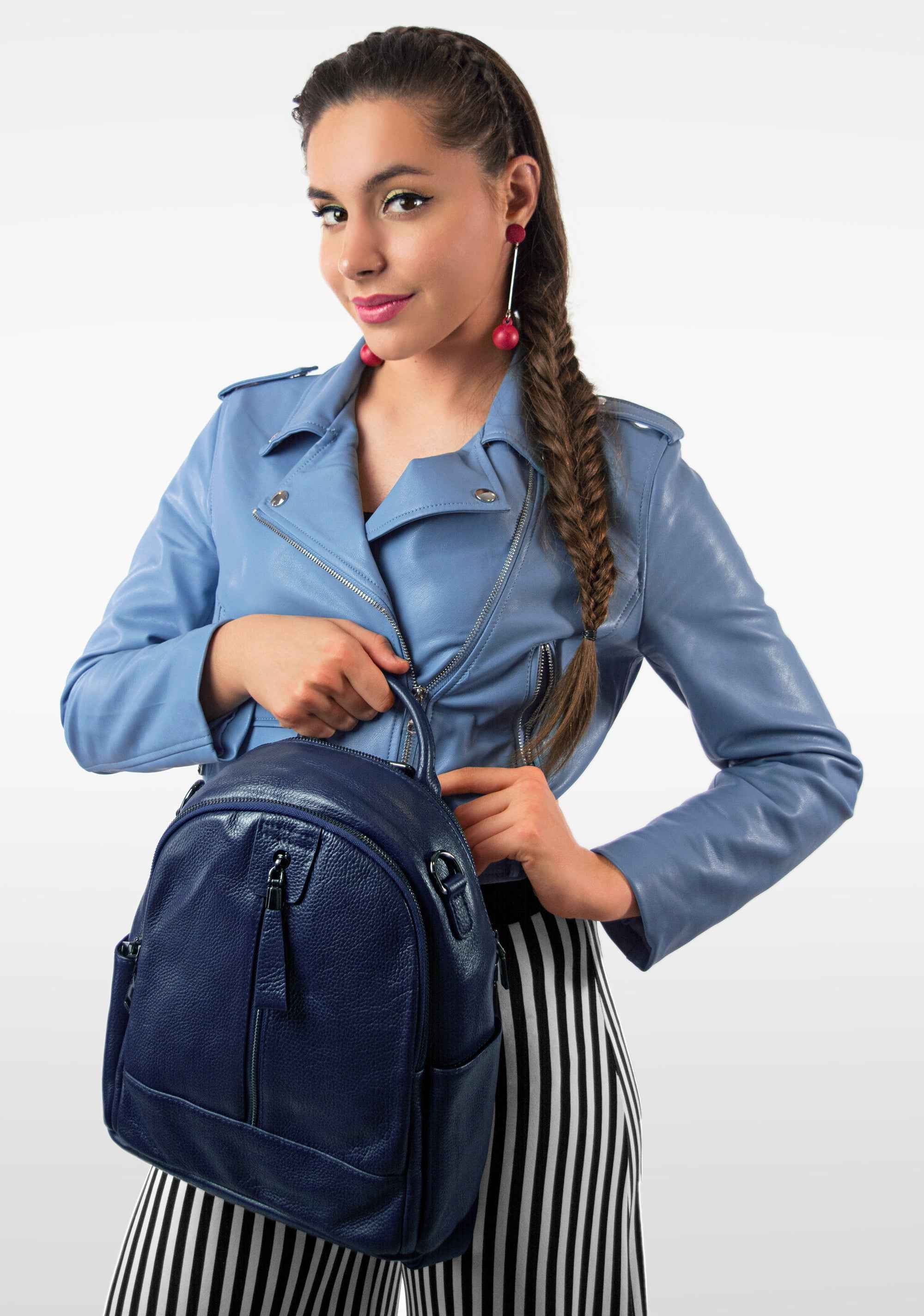 Rucsac dama piele naturala albastru Samantha