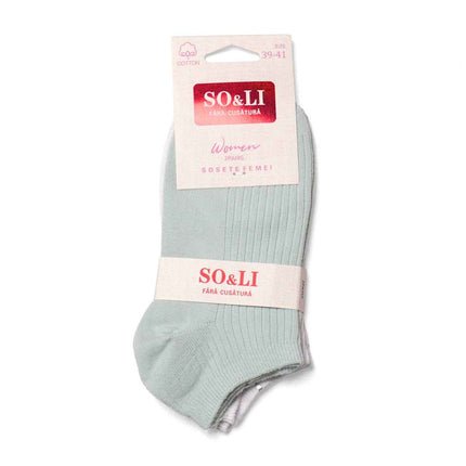 Set 2 perechi șosete scurte damă verde - mov Liza