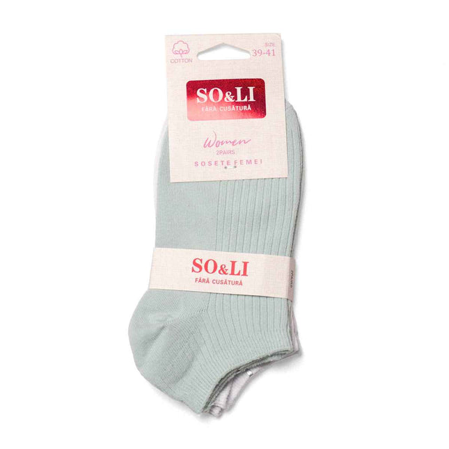 Set 2 perechi șosete scurte damă verde - mov Liza