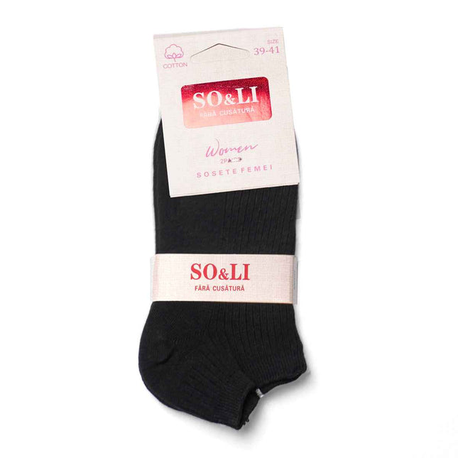 Set 2 perechi șosete scurte damă negru - verde Liza