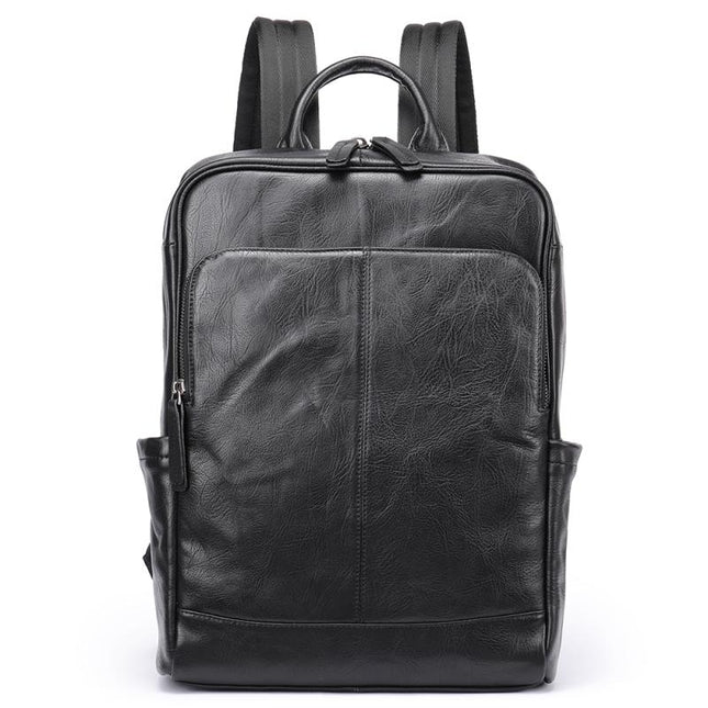 Rucsac laptop barbati piele naturala negru Silas