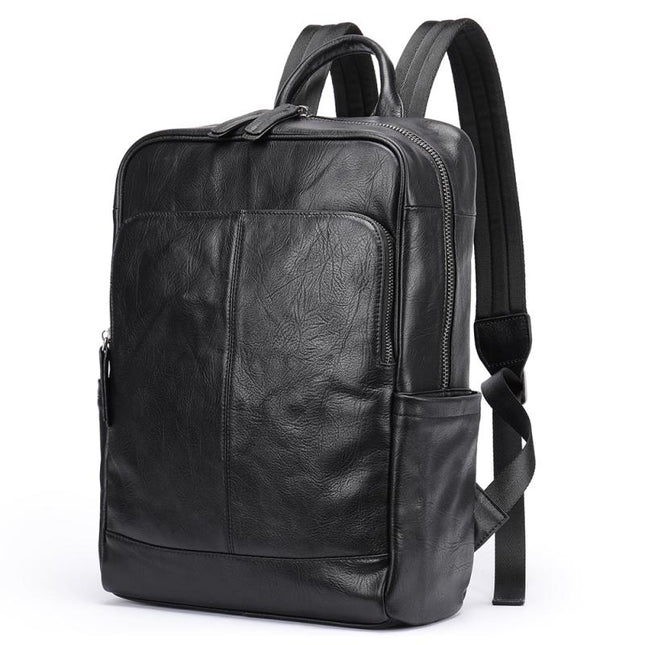 Rucsac laptop barbati piele naturala negru Silas