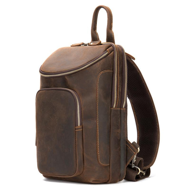 Rucsac unisex piele naturala maro pulgadas Zeke