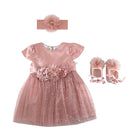 Rochie 3 piese 0-3 luni roz Artemis